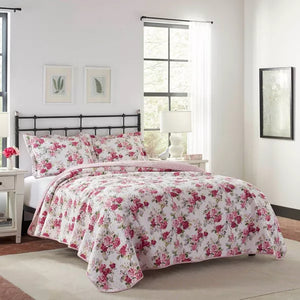 2 PC Twin Laura Ashley Lidia Quilt Set Pink