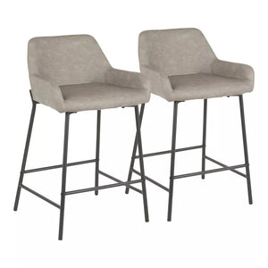 24" Daniella Industrial Counter Height Stools (Set of 2) Grey - LumiSource