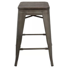 Load image into Gallery viewer, 24.25&quot; Oregon Industrial Stackable Counter Height Stools with Frame (Set of 2) Antique Wood - Lumisource