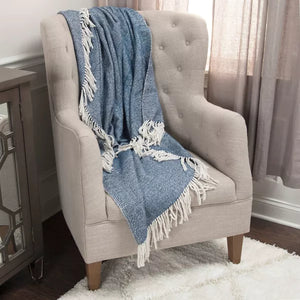 50"x60" Chevron Throw Blanket Blue - Rizzy Home