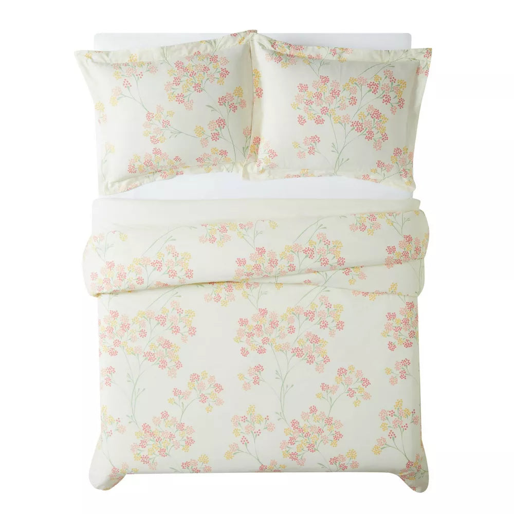 Queen/Full 3pc Vivian Floral Duvet Cover Set Ivory - Brooklyn Loom