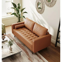 Load image into Gallery viewer, 58&quot; Upholstered Faux Leather Square Arm Sofa - Tree City