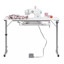 Load image into Gallery viewer, Studio designs Rollaway Ii Sewing Table Silver/White: Laminate Top Craft Station, Steel Frame, Foldable Design