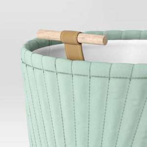 Auction (SET of 2) Quilted Kids' Storage Basket with Wood Handles Teal Green - Pillowfort™