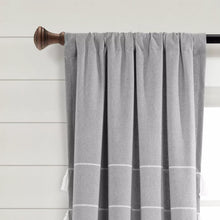 Load image into Gallery viewer, 84&quot; Farmhouse Boho Striped Woven Tassel Yarn Dyed Cotton Curtain Panels (Set of 2) Light Gray