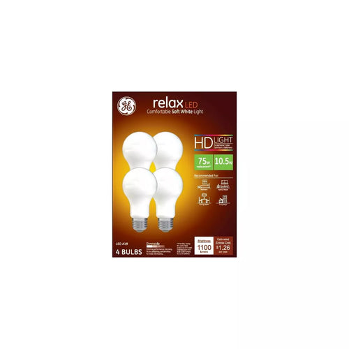 GE 4pk 10.5W 75W Equivalent Relax LED HD Light Bulbs Soft White
