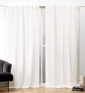 96"L Nicole Miller Textured Matelasse Hidden Tab Top Curtain Panels (Set of 2) Off White- Nicole Miller