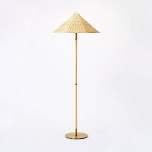 Floor Lamp with Tapered Rattan Shade Brown - Studio McGee