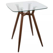 Load image into Gallery viewer, Clara Mid-Century Modern Square COUNTER Table Clear/Walnut - LumiSource