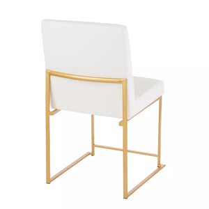High Back Fuji Contemporary Dining Chairs (Set of 2) Gold/White- LumiSource