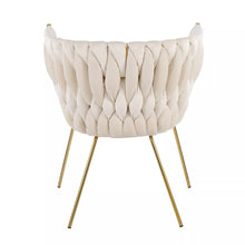 Load image into Gallery viewer, Braided Renee Velvet/Metal Accent Chair Gold/White - LumiSource
