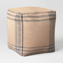 Load image into Gallery viewer, Plaid Indoor/Outdoor Pouf Navy/Tan - Threshold™ designed with Studio McGee