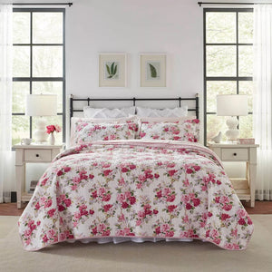 2 PC Twin Laura Ashley Lidia Quilt Set Pink