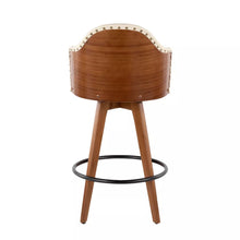 Load image into Gallery viewer, 26&quot; Ahoy Mid-Century Modern Counter Height Stool Walnut/Cream - LumiSource