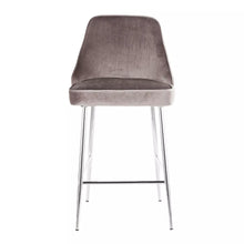 Load image into Gallery viewer, 25&quot; Marcel Contemporary Counter Height Stools (Set of 2) Chrome/Silver Velvet - LumiSource