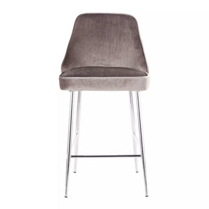 25" Marcel Contemporary Counter Height Stools (Set of 2) Chrome/Silver Velvet - LumiSource