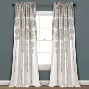95"L Striped Medallion Light Filtering Curtain Panels (Set of 2)- Lush Décor