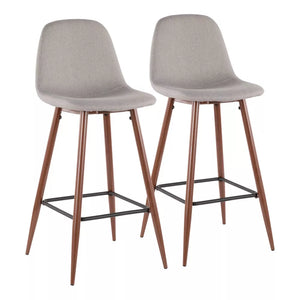 28.5" Pebble Mid-Century Modern Stools (Set of 2) Light Gray - LumiSource