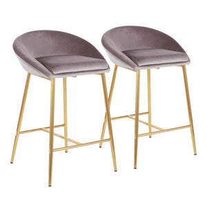 25.75" Matisse Glam Counter Height Stools (Set of 2) Gold/Silver - LumiSource