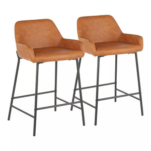 24" Daniella Industrial Counter Height Stools (Set of 2) Camel - LumiSource