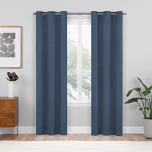 Load image into Gallery viewer, 84&quot;L Blackout Shadow Curtain Panels (Set of 2) Blue - Eclipse