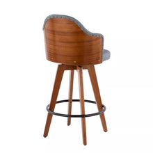 Load image into Gallery viewer, 26&quot; Ahoy Mid-Century Modern Counter Height Stool Walnut/Dark Gray - LumiSource