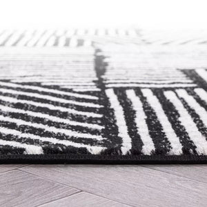 7'10" x 10' World Rug Gallery Contemporary Boho Stripes Area Rug: Geometric Pattern, Low Loop Pile, Stain & Fade Resistant