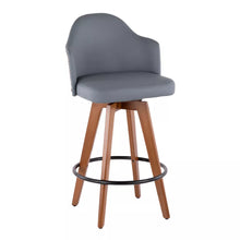 Load image into Gallery viewer, 26&quot; Ahoy Mid-Century Modern Counter Height Stool Walnut/Dark Gray - LumiSource