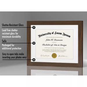 Americanflat 11x14 Walnut Diploma Frame