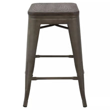 Load image into Gallery viewer, 24.25&quot; Oregon Industrial Stackable Counter Height Stools with Frame (Set of 2) Antique Wood - Lumisource