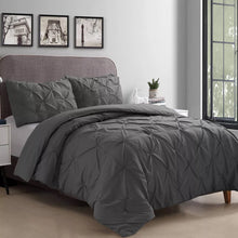 Load image into Gallery viewer, TWIN Swift Home | Diamond Smocking Pintuck 2-Piece Comforter Set, Dark Grey