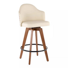 Load image into Gallery viewer, 26&quot; Ahoy Mid-Century Modern Counter Height Stool Walnut/Cream - LumiSource