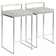 Load image into Gallery viewer, 26&quot; Fuji Stackable Counter Height Stools (Set of 2) Stainless Steel with Cushion - Lumisource