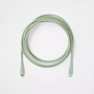 6' Lightning to USB-C Braided Cable - heyday™ Ribbed Soft Green