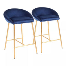 Load image into Gallery viewer, 25.75&quot; Matisse Glam (Set of 2) Counter Stools Blue/Gold - LumiSource