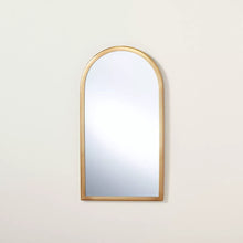 Load image into Gallery viewer, Arched 9” x 17” Metal Frame Wall Mirror Brass Finish - Hearth &amp; Hand™ with Magnolia