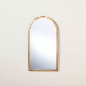 Arched 9” x 17” Metal Frame Wall Mirror Brass Finish - Hearth & Hand™ with Magnolia