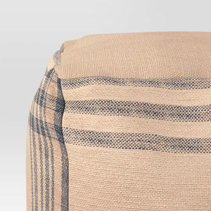 Plaid Indoor/Outdoor Pouf Navy/Tan - Threshold™ designed with Studio McGee