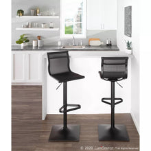 Load image into Gallery viewer, 25&quot;-33.5&quot; Adjustable Swivel Mirage (Set of 2) Contemporary Barstool Black - LumiSource
