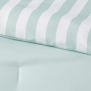 Queen/Full Microfiber Reversible Stripe Comforter Mint Green - Room Essentials™