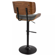Load image into Gallery viewer, 25-34&quot; Lombardi  Mid-Century ModernAdjustable Barstool in Walnut &amp; Grey PU