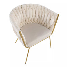 Load image into Gallery viewer, Braided Renee Velvet/Metal Accent Chair Gold/White - LumiSource