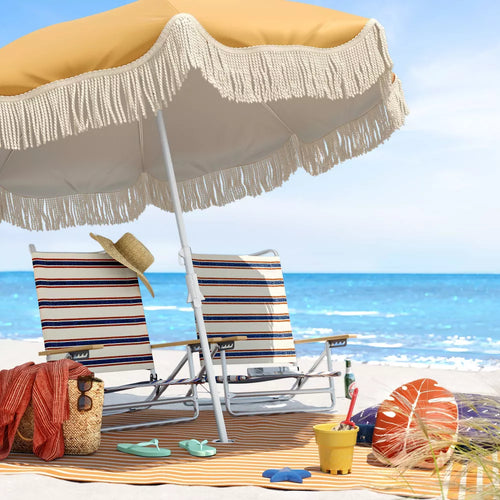 5 Position Beach Chair Striped  Cream - Threshold™