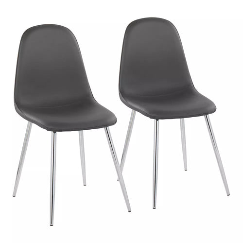 Pebble Dining Chairs (Set of 2) Gray/Chrome - Lumisource
