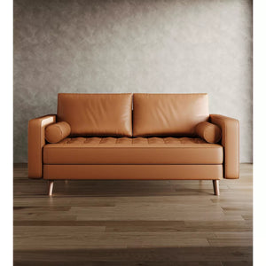 58" Upholstered Faux Leather Square Arm Sofa - Tree City