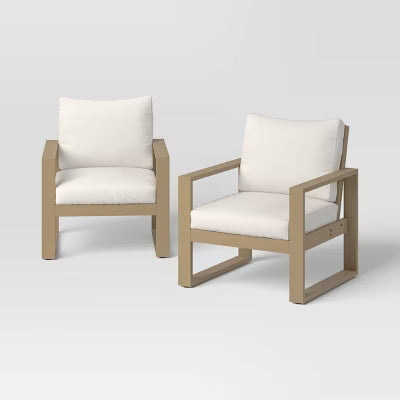 2pc Esker Recycled Resin Outdoor Patio Chairs, Club Chairs, Accent Chairs Brown - Threshold