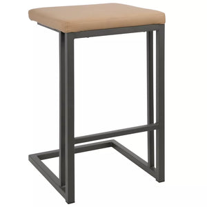 25.75" Roman Industrial Counter Height Stools (Set of 2) Gray/Camel - LumiSource