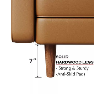 58" Upholstered Faux Leather Square Arm Sofa - Tree City