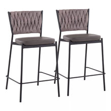 Load image into Gallery viewer, 25.5&quot; Tania Faux Leather/Polyester Counter Height Stools (Set of 2) Black/Gray/Light Brown - LumiSource