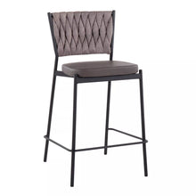 Load image into Gallery viewer, 25.5&quot; Tania Faux Leather/Polyester Counter Height Stools (Set of 2) Black/Gray/Light Brown - LumiSource